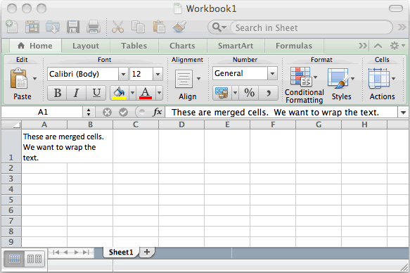 how do you enter a return in excel for mac